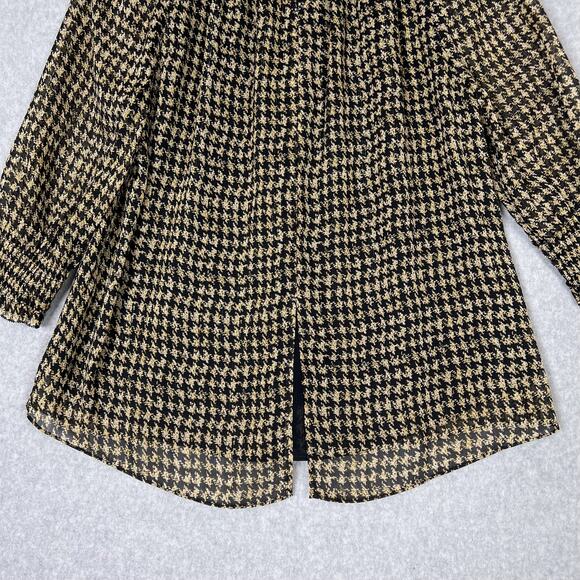 Soft Surroundings Black Gold Houndstooth 3/4 Sleeves Blouse Size Medium Petite - Picture 7 of 10